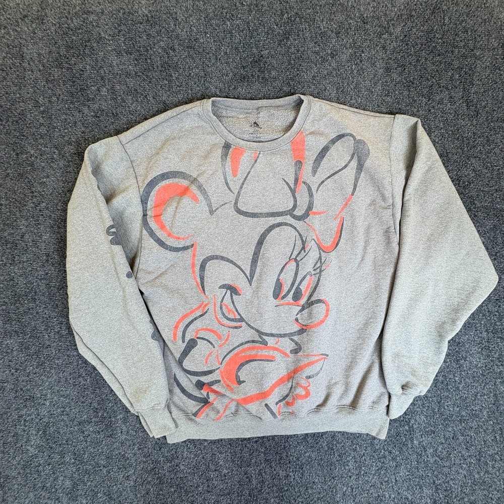 Disney Sweatshirt Womens Medium Gray Cartoon Character Minnie Mouse‎ Graphic